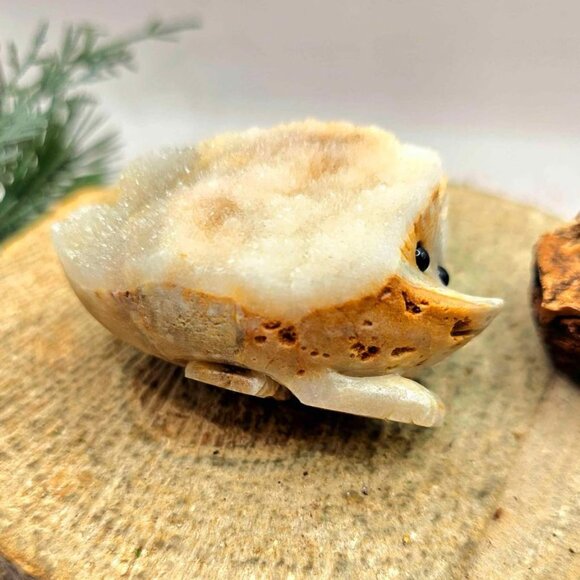 Adorable Crystal Cluster Hand Carved Cute Big Hedgehog Figure - Picture 4 of 10